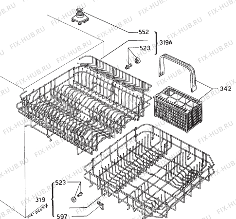 Взрыв-схема посудомоечной машины Corbero LV8930 - Схема узла Basket 160